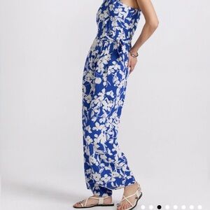 Laura, Floral Tropical Halter Blue Jumpsuit, size 16, NWT, new with tags
